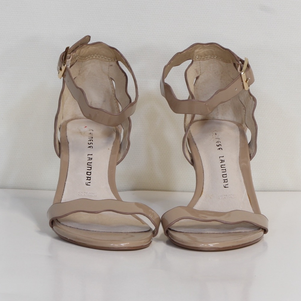 Chinese Laundry Rubie Beige Nude Scalloped Open Toe Heeled Sandals